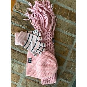 Pink Dolce & Gabbana Scarf, Beanie & Gloves Set
